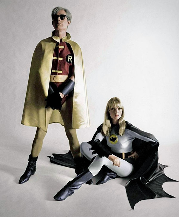 Photo Andy Warhol as Robin and Nico as Batman.