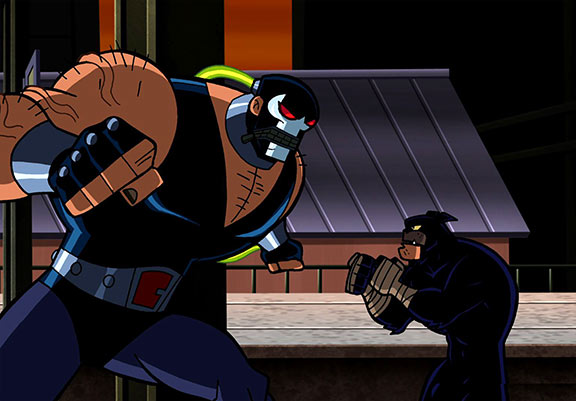 Bane confronting Batman in in Batman: The Brave and the Bold.
