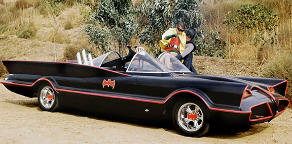 The 1966 Batmobile with Batman & Robin