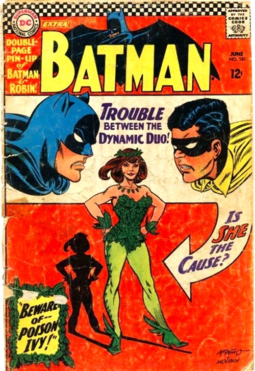 Comic cover Batman #181 First appearance of POISON IVY 1966 Created by Robert Kanigher & Carmine Infantino