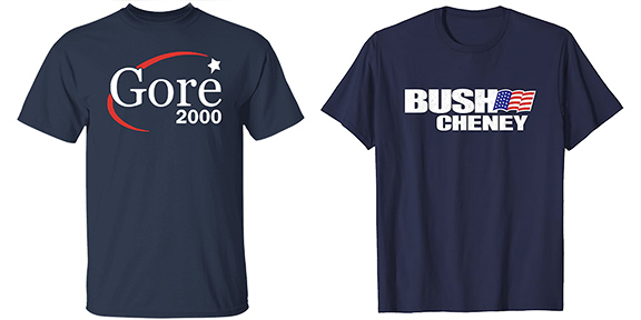 Gore Versus Bush 2000 Election T shirts