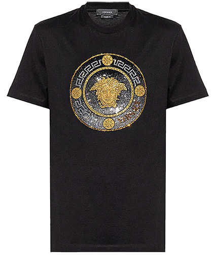 Versace Medusa Embellished Crewneck T-Shirt