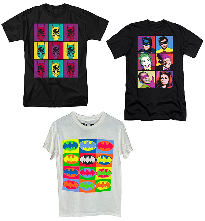 Andy Warhol inspired pop art look Batman t shirt designs