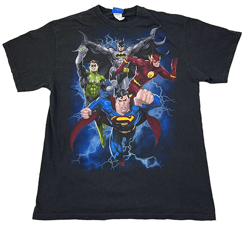 t shirt with DC Comics Justice League Super Friends design