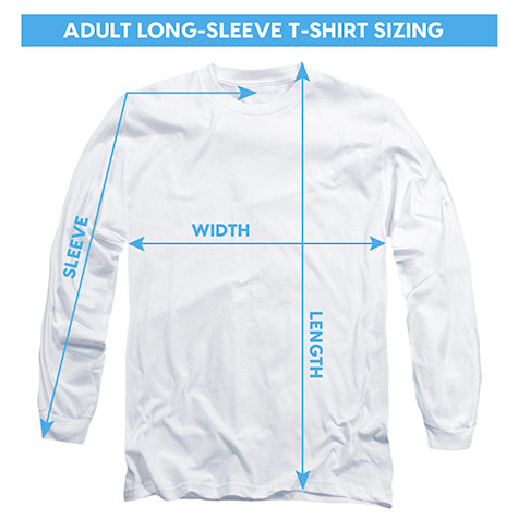 size chart adult long sleeve t shirt