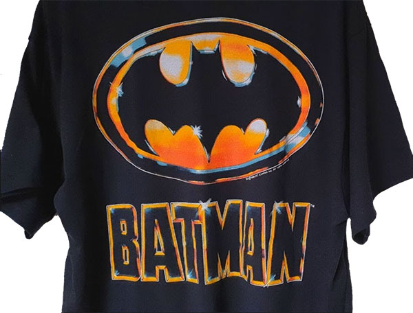 T shirt with batman Batman logo from Tim Burton's Batman movie 1989